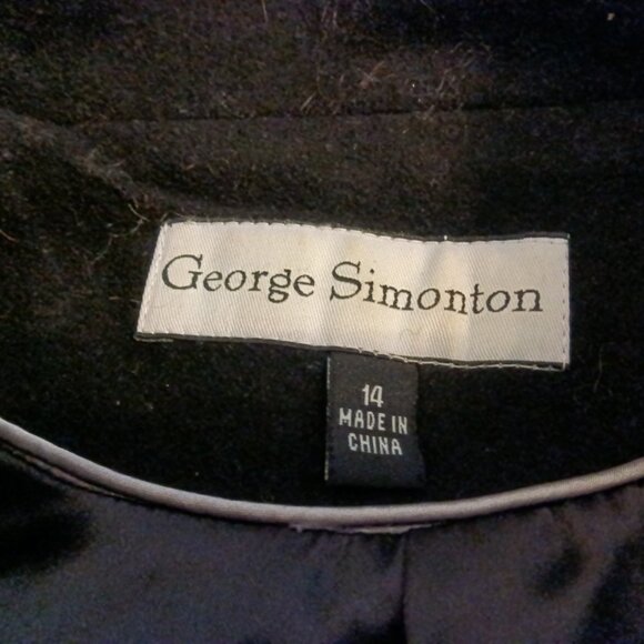 George Simonton Women's Wool Coat Black Retro Princess Coat Size 14 - Picture 7 of 10